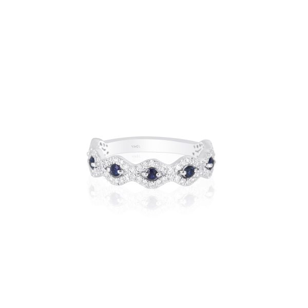 Sapphire & Diamond Stackable Band