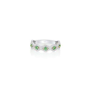 Tsavorite & Diamond Stackable Band