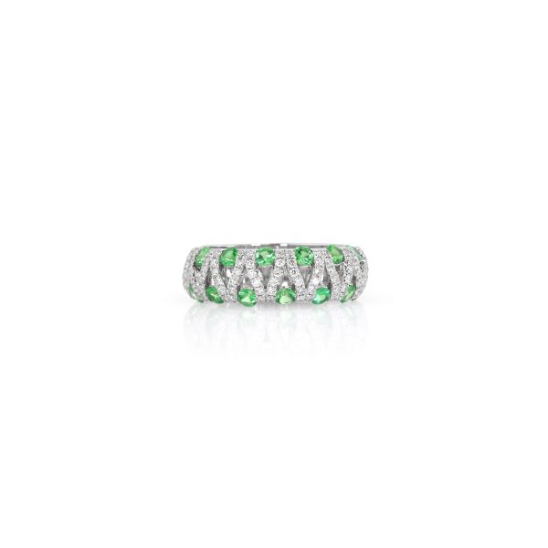 Tsavorite and Diamond Twist Band