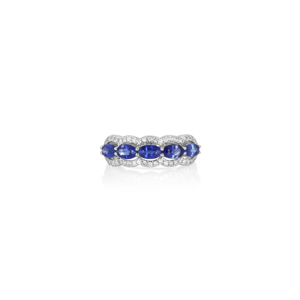 Sapphire and Diamond Stackable Band