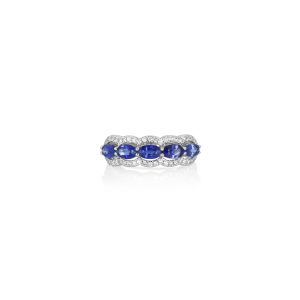Sapphire and Diamond Stackable Band