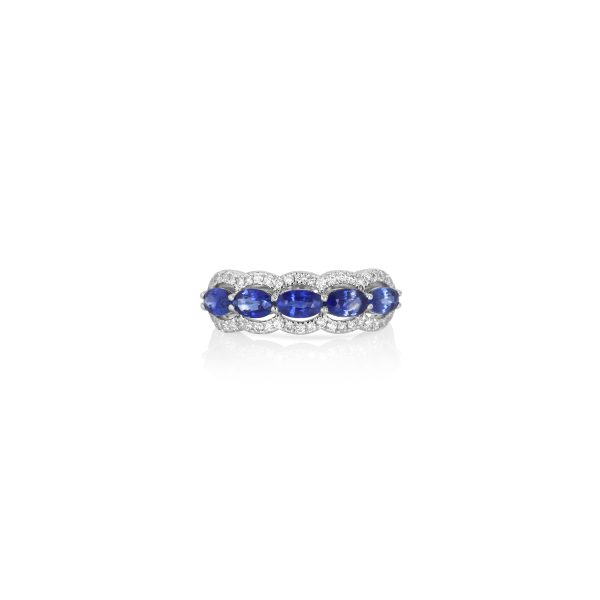 Sapphire and Diamond Stackable Band