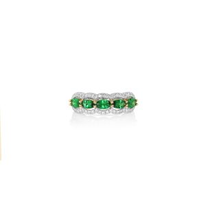 Tsavorite and Diamond Stackable Band