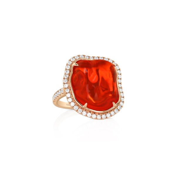 Fire Opal and Diamond Cocktail Ring - Image 2