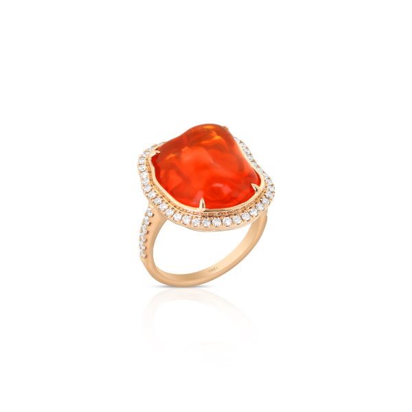 Fire Opal and Diamond Cocktail Ring - Image 3