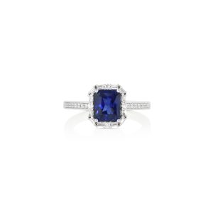 Cushion Sapphire Diamond Ring