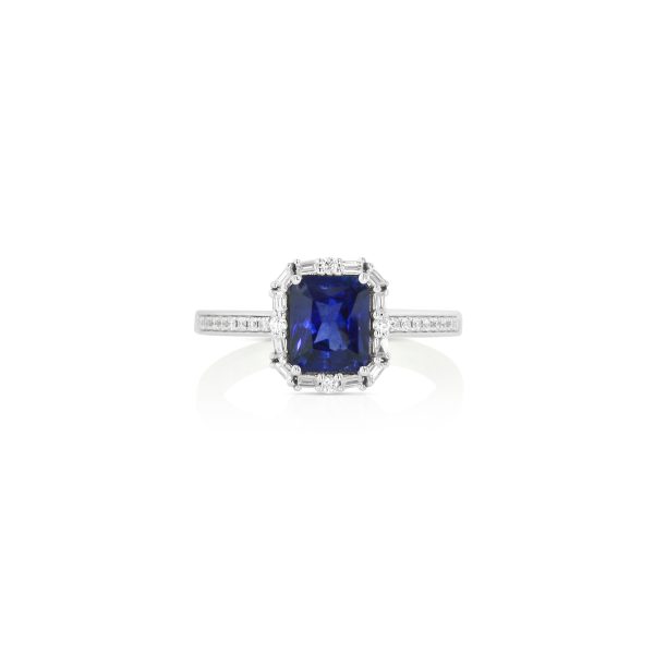 Cushion Sapphire Diamond Ring