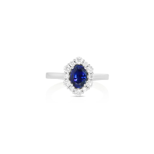 Round Sapphire & Diamond Halo Ring