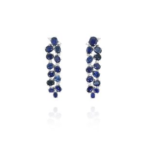 Blue Sapphire Waterfall Earrings