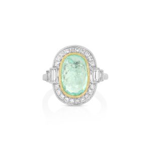 Baguette Halo Oval Paraiba Ring