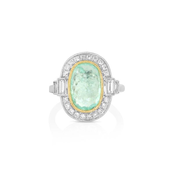Baguette Halo Oval Paraiba Ring