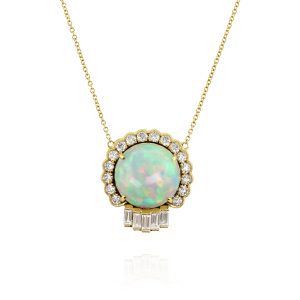 White Opal and Diamond Pendant