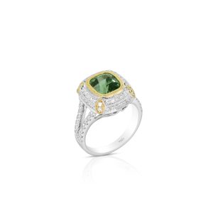 Cushion Green Tourmaline Ring