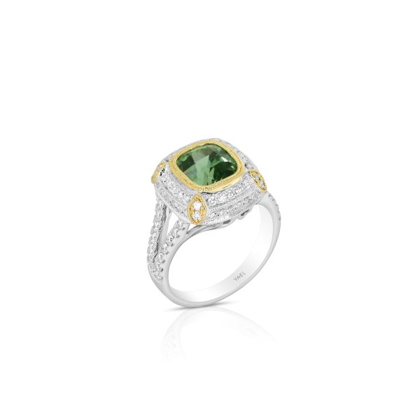 Cushion Green Tourmaline Ring