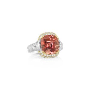Cushion Pink Tourmaline Diamond Ring