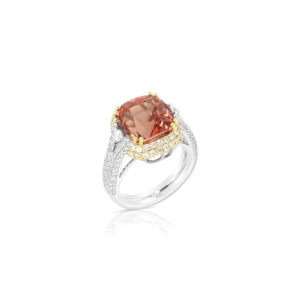 Cushion Pink Tourmaline Diamond Ring - Image 2