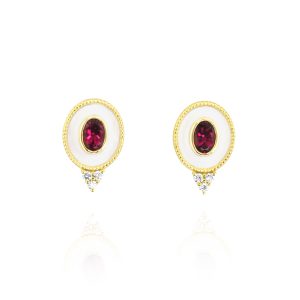 Regalia Small Oval Rubellite Stud Earrings