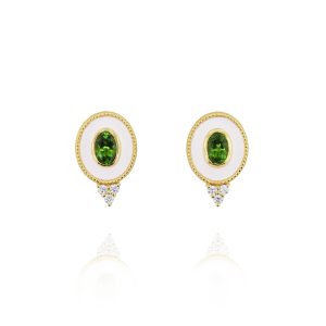 Regalia Small Ov. Green Tourmaline Studs