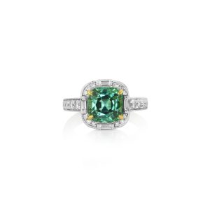Cushion Green Tourmaline Ring