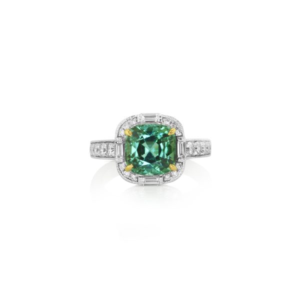 Cushion Green Tourmaline Ring