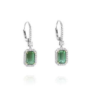 Serene Emerald-Cut Green Tourmaline Earrings.