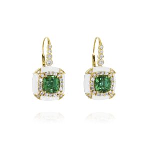 White Gold Green Tourmaline Earrings