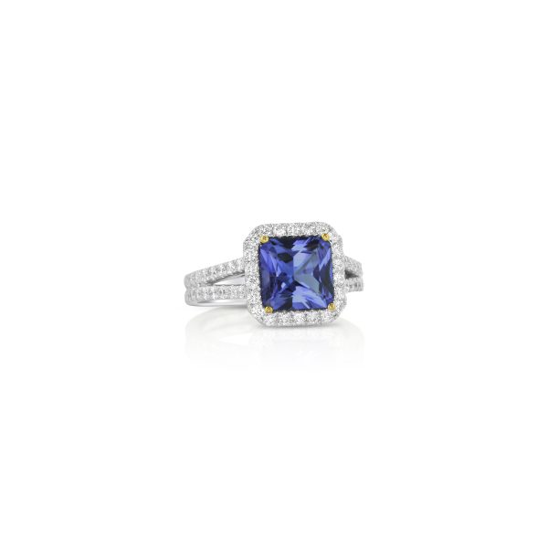Cushion Tanzanite & Diamond Ring - Image 2