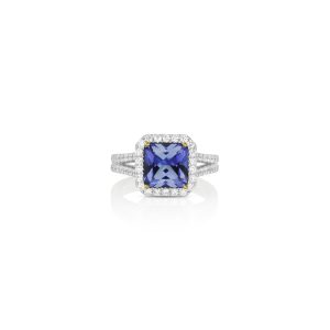 Cushion Tanzanite & Diamond Ring