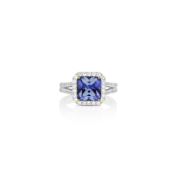 Cushion Tanzanite & Diamond Ring