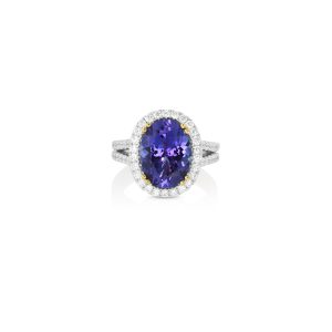 Oval Tanzanite Double Halo Ring
