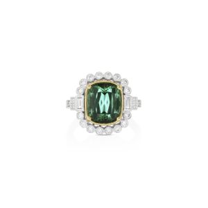 Green Tourmaline Halo Ring