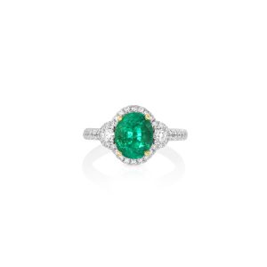 Oval Emerald and Diamond Ring