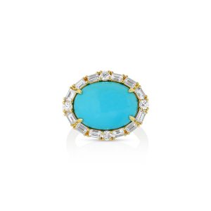 Oval Turquoise Diamond Pendant