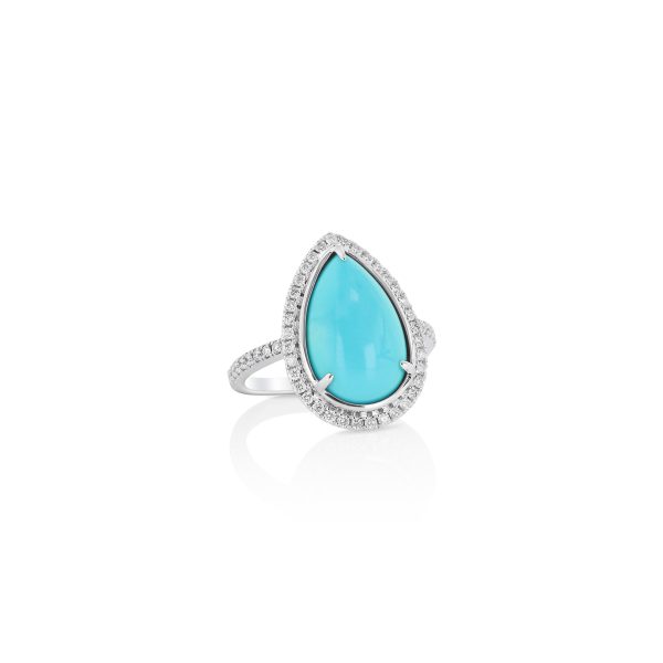 Pear Turquoise Halo Ring - Image 2