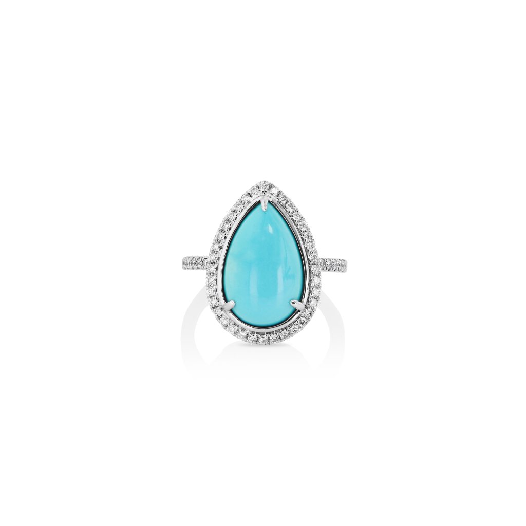 Pear Turquoise Halo Ring
