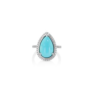 Pear Turquoise Halo Ring