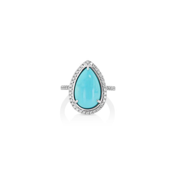 Pear Turquoise Halo Ring