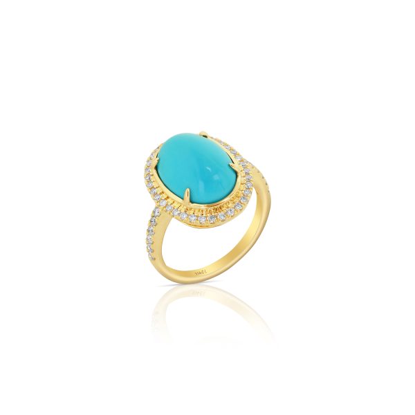 Cushion Turquoise Halo Ring - Image 3