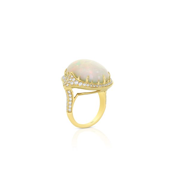 Oval White Opal and Diamond Ring - Image 4