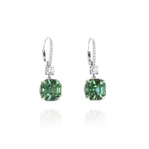 Asscher Green Tourmaline Earrings