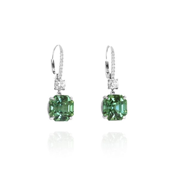 Asscher Green Tourmaline Earrings