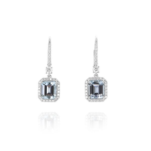 Aquamarine and Diamond Drop Earrings - Image 2