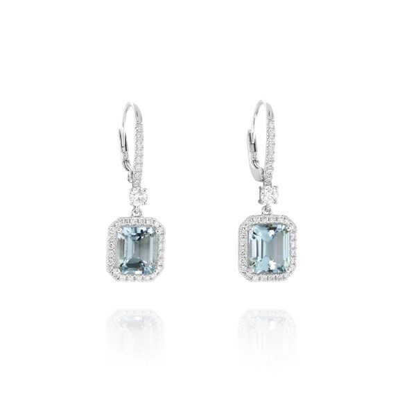 Aquamarine and Diamond Drop Earrings