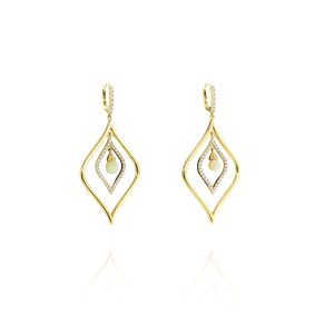 White Opal and Diamond Drop Earrings
