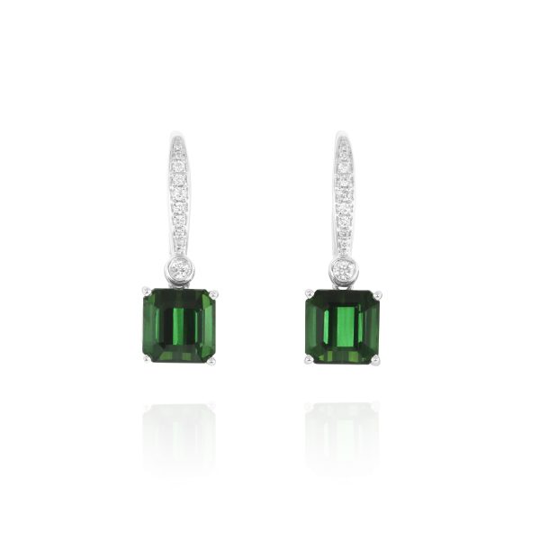 Emerald-Cut Green Tourmaline Earrings - Image 2