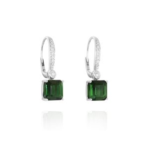 Emerald-Cut Green Tourmaline Earrings