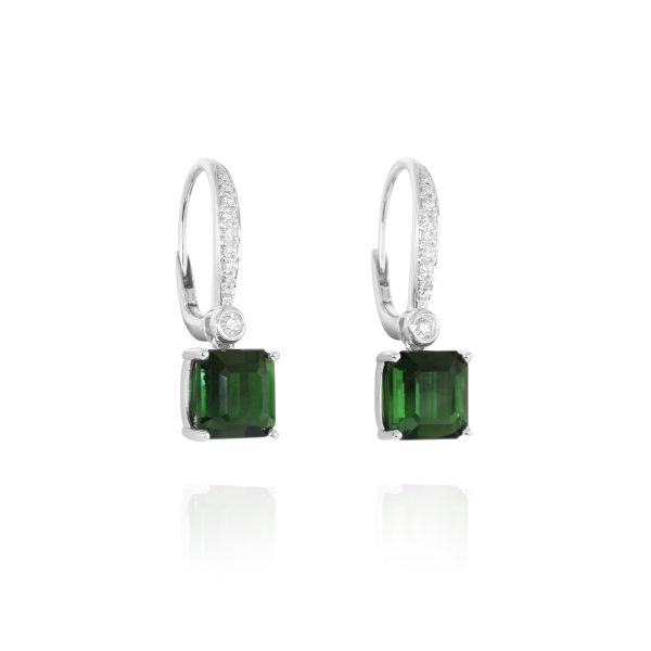 Emerald-Cut Green Tourmaline Earrings