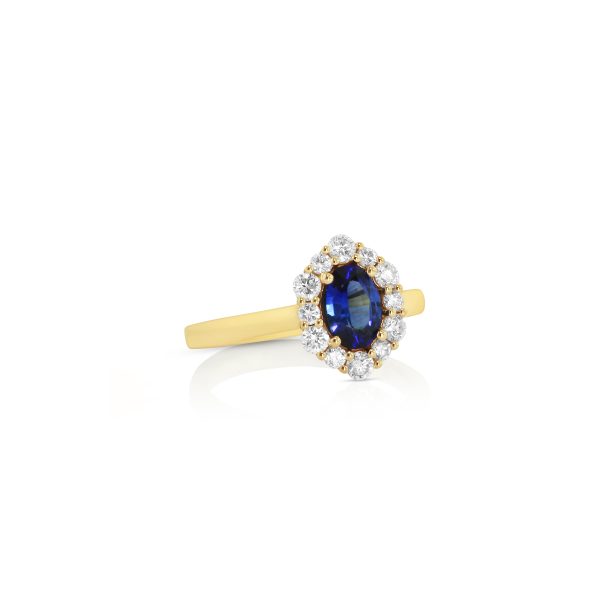 18kt Yellow Gold Blue Sapphire Halo Ring - Image 2