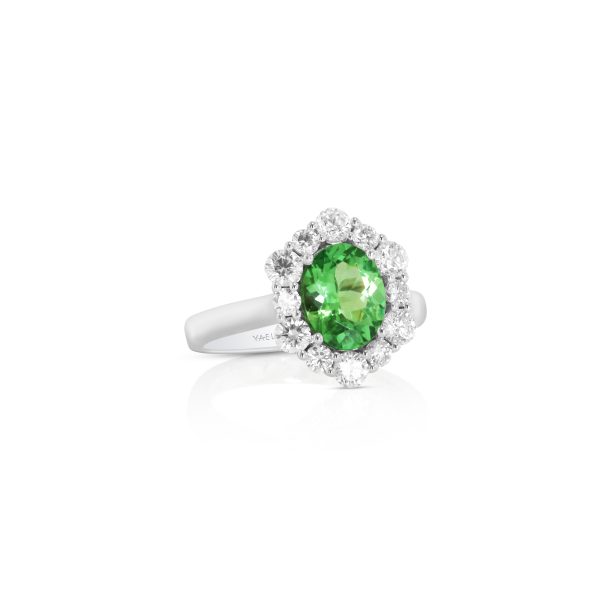 Tsavorite and Diamond Halo Ring - Image 3