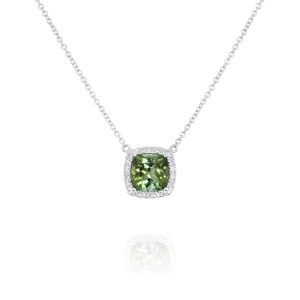 Cushion Green Tourmaline Necklace